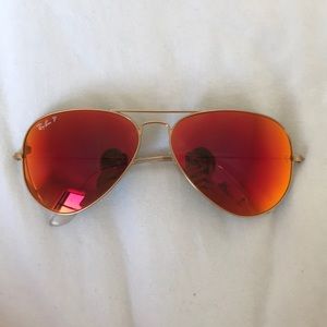 Orange reflective Rayban polarized sunglasses